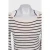 Striped dress with pleated sleeves