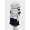 Striped dress with pleated sleeves