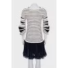 Striped dress with pleated sleeves
