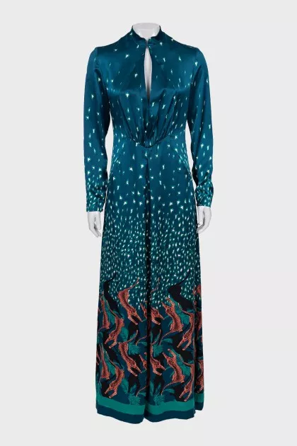 Blue silk maxi dress