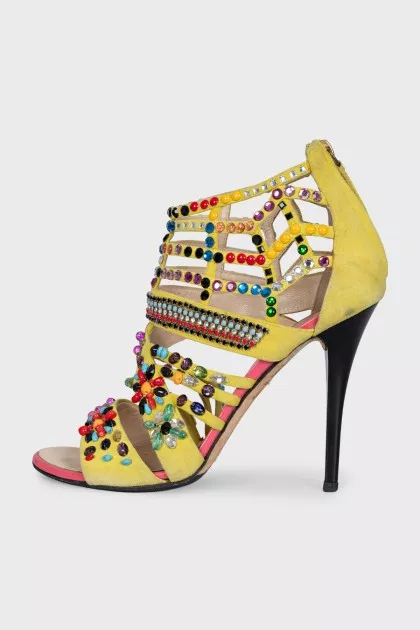 Suede sandals with crystals