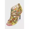 Suede sandals with crystals