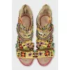 Suede sandals with crystals