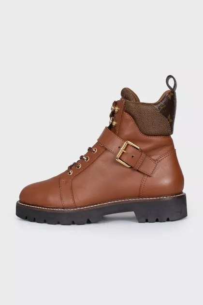 Brown leather boots