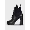 Leather boots with high heels