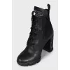 Leather boots with high heels