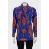 Printed blouse with a bow
