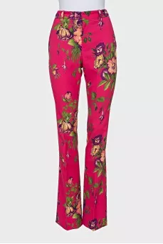 Floral print flared trousers