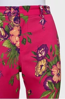 Floral print flared trousers
