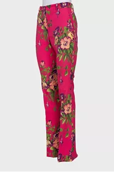 Floral print flared trousers