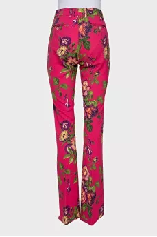 Floral print flared trousers