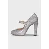 Silver high heels