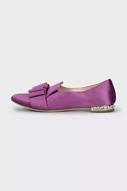 Satin shoes decorated with crystals