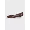 Red leather low-heeled shoes