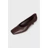 Red leather low-heeled shoes