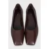 Red leather low-heeled shoes