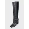 Leather boots with accent stitching