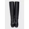 Leather boots with accent stitching