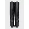 Leather boots with accent stitching
