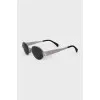 Silver frame sunglasses with logo