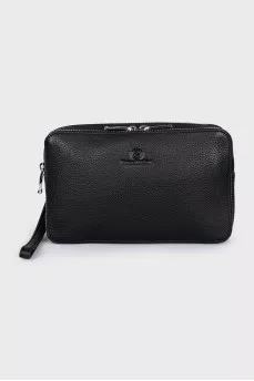 Men's black leather bag