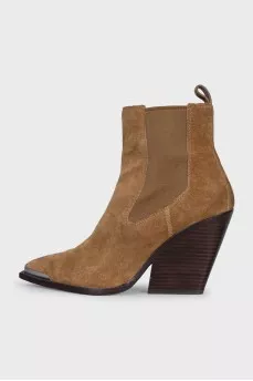 Brown suede Cossack boots