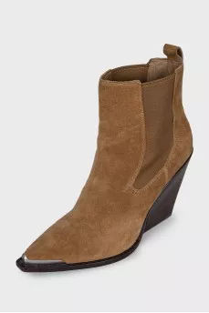Brown suede Cossack boots