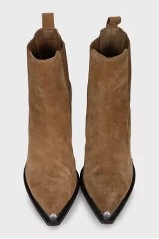 Brown suede Cossack boots