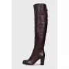 Brown square-toe boots