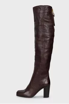 Brown square-toe boots