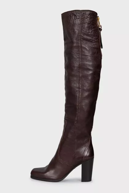 Brown square-toe boots
