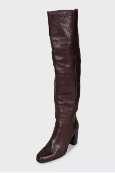 Brown square-toe boots