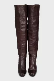 Brown square-toe boots