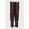 Brown square-toe boots