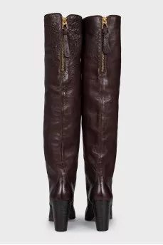 Brown square-toe boots