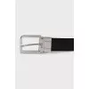 Men's black leather belt with buckle