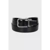 Men's black leather belt with buckle