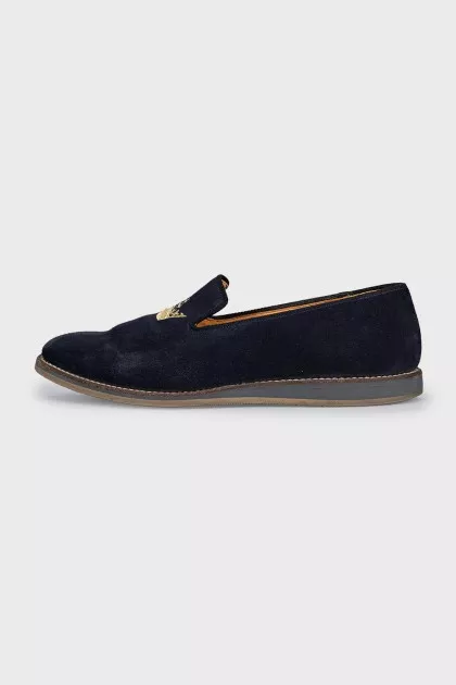 Men's suede shoes with embroidered logo