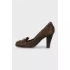 Suede high heels with embellishments