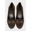 Suede high heels with embellishments