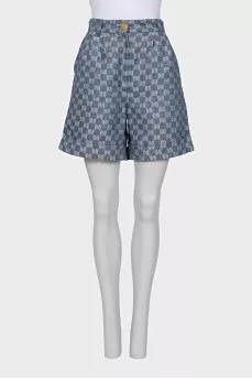 Linen shorts with signature monogram
