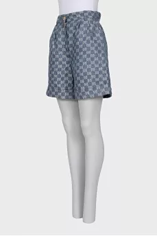 Linen shorts with signature monogram