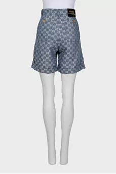 Linen shorts with signature monogram