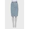 Denim skirt with branded logo