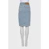 Denim skirt with branded logo