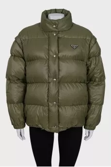 Straight-cut down jacket with a high collar