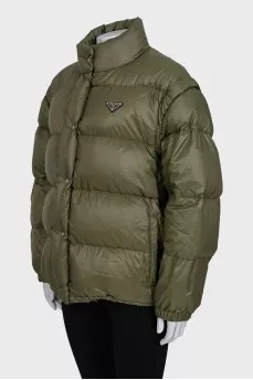 Straight-cut down jacket with a high collar