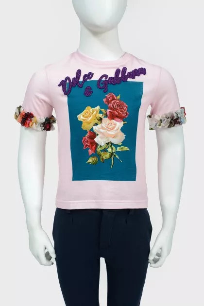 Baby T -shirt with a floral print with tag