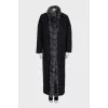 Reversible wool and cashmere coat with fur