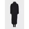 Reversible wool and cashmere coat with fur